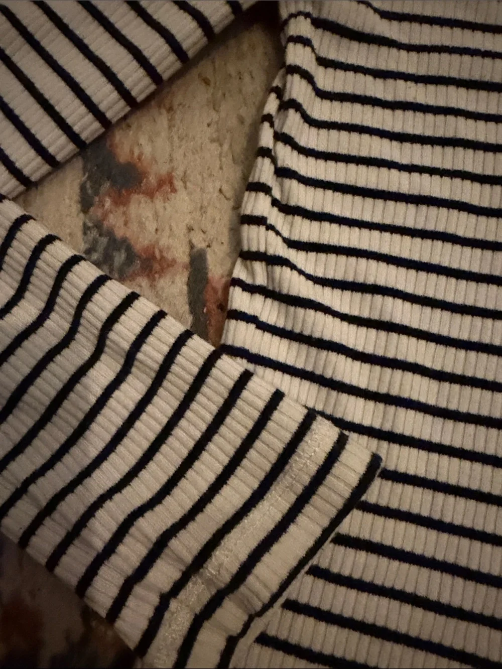 Old Navy Black & White Striped Henley Long Sleeve Top